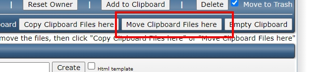 วิธีการย้าย File ด้วย File Manager ใน DirectAdmin Control Panel : 5 move clipboard file here
