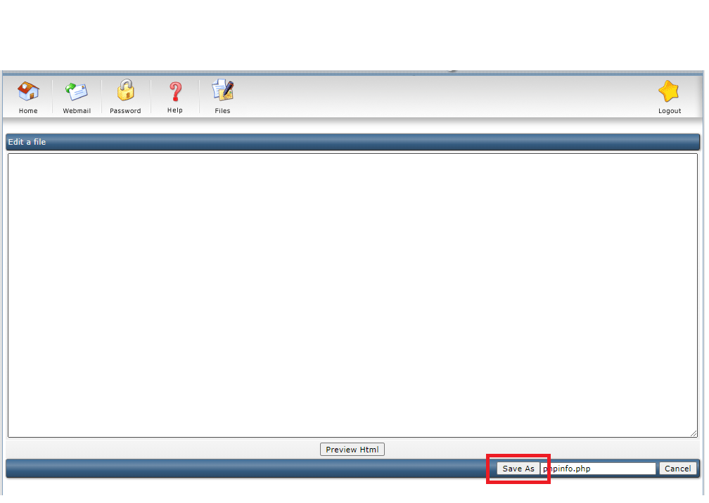 การสร้าง File ด้วย File Manager ใน DirectAdmin : save as for save file
